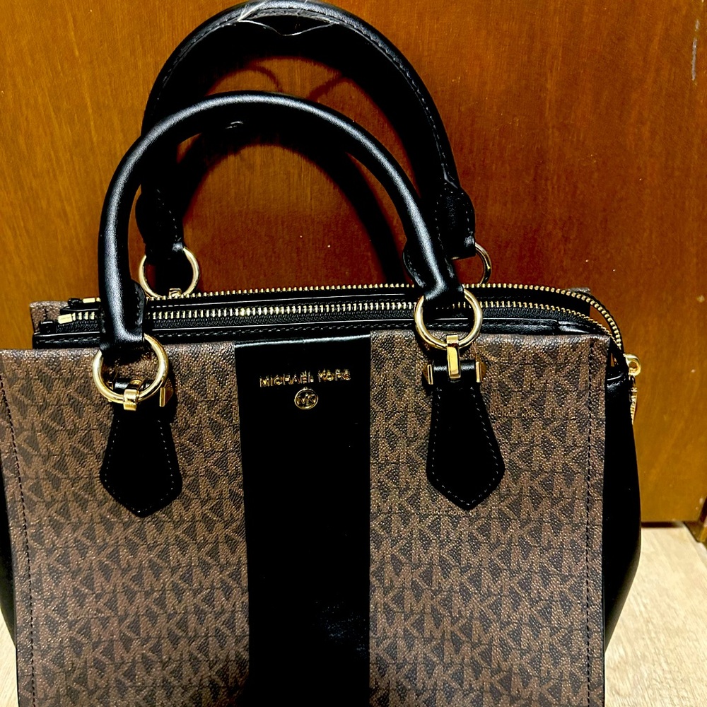 Michael Kors Brown and Black Satchel great condition expect handle needs repair